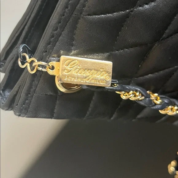 Vintage Black Quilted Shoulder Bag with Gold Accents - Picture 2 of 7